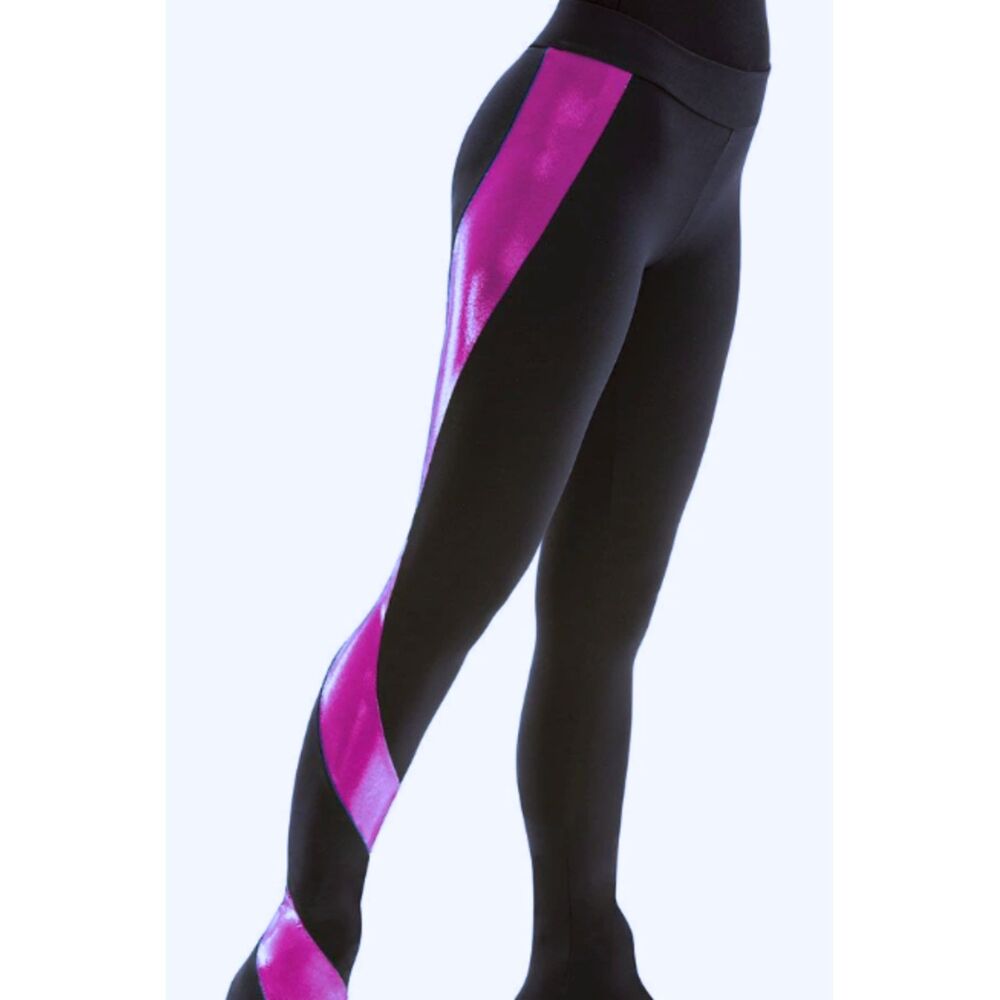 Motionwear Black & Purple Metallic Dance / Performance Leggings – Adult Small